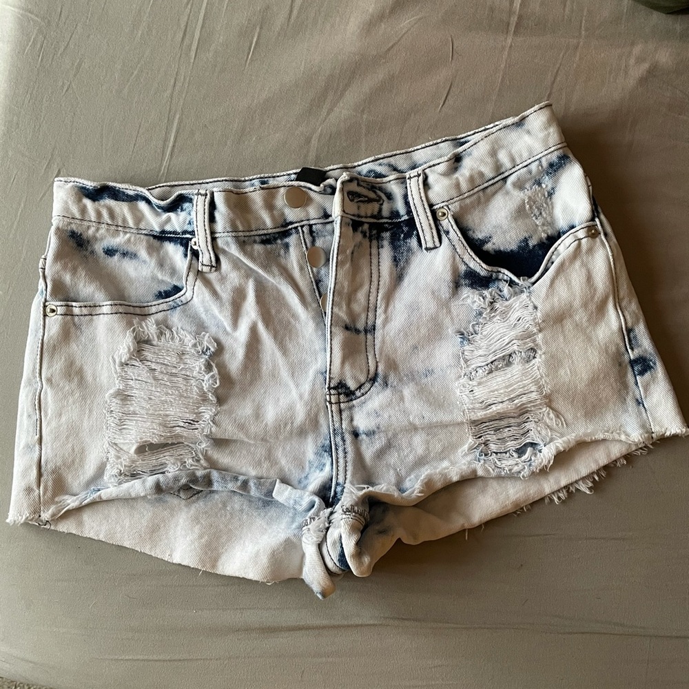 Distressed bleached shorts